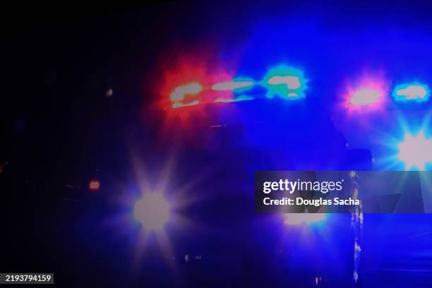 law enforcement vehicles on a police chase - police lights stock pictures, royalty-free photos & images