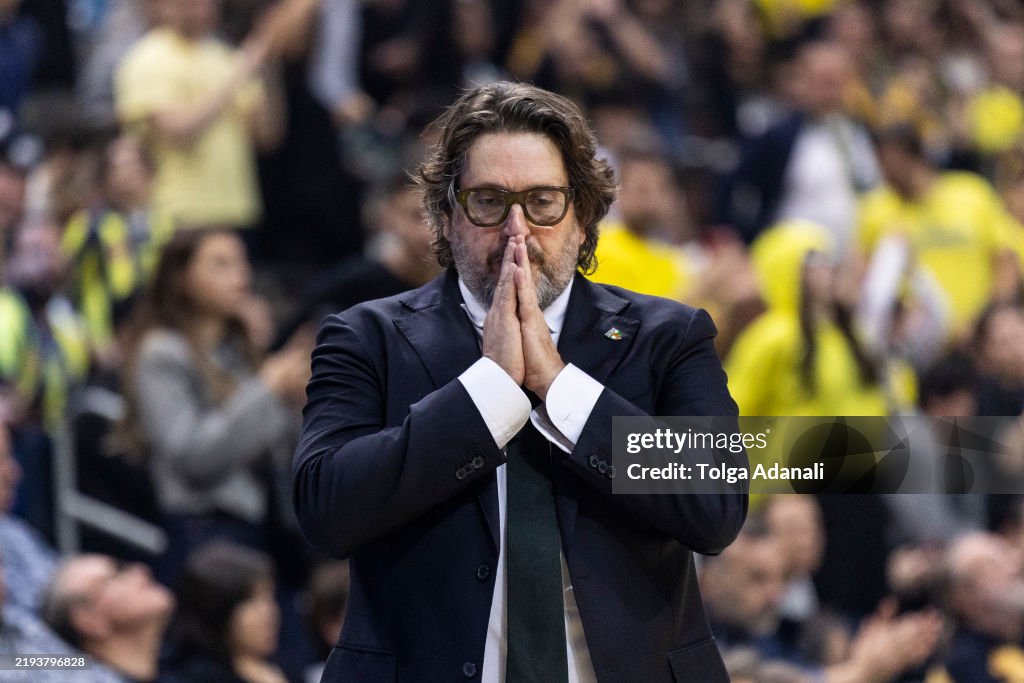 Coach Zalgiris Andrea Trinchieri, Head Coach of Zalgiris Kaunas in action during the ...