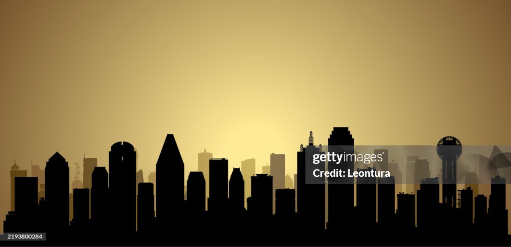 Dallas Skyline Silhouette (All Buildings Are Moveable and Complete)