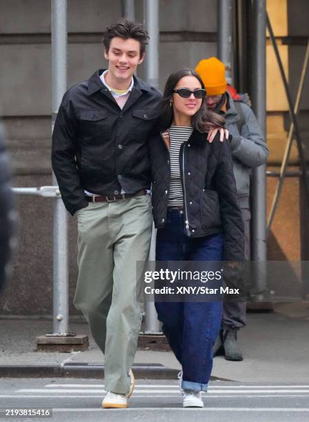 Olivia Rodrigo and Louis Partridge are seen on January 17, 2025 in New York City.