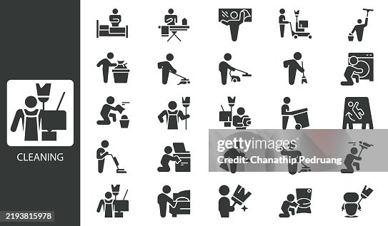 Cleaning Service Icon set. Solid icon collection. Vector illustration. stock illustration Icon Symbol, Clean, Housekeeping Staff, Men, People stock illustrationAssistance, Bathroom, Bedroom, Broom, Bucket Cleaning Service Icon set. Solid icon collection. Vector illustration. stock illustration Icon Symbol, Clean, Housekeeping Staff, Men, People stock illustrationAssistance, Bathroom, Bedroom, Broom, Bucket