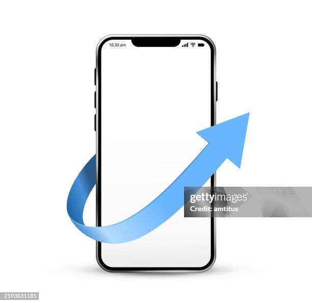 phone front arrow - ipad angle stock illustrations