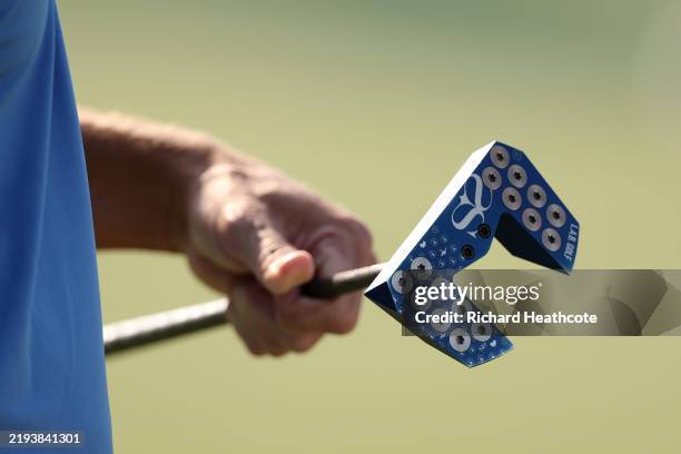 Detailed view of the L.A.B Golf putter of Adam Scott of Australia prior to the Hero Dubai Desert Classic at Emirates Golf Club on January 14, 2025 in...