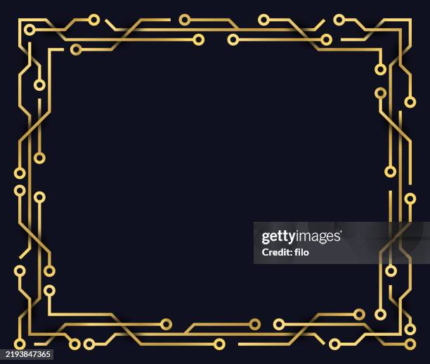 stockillustraties, clipart, cartoons en iconen met circuit technology overlapping lines modern geometric frame - electrical engineering wallpaper