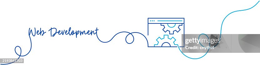 Continuous Line Drawing of Web Development Icon. Hand Drawn Symbol Vector Illustration. Continuous Line Drawing of Web Development Icon. Hand Drawn Symbol Vector Illustration.