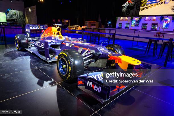 Red Bull RB8 Formula 1 racecar on display at the AutoSalon on January 10, 2025 in Brussels, Belgium.