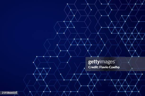 hexagon grid plexus pattern background - coordonnée géographique photos et images de collection