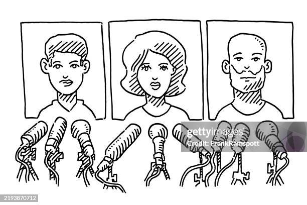 press conference three people drawing - ceo talking stock illustrations