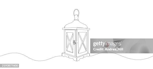 lantern single continuous line drawing banner - lantern stock illustrations