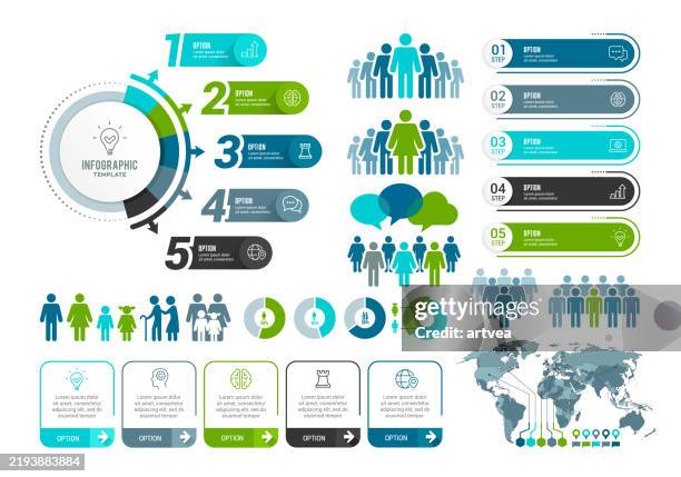 stockillustraties, clipart, cartoons en iconen met demographics infographic elements - demografie