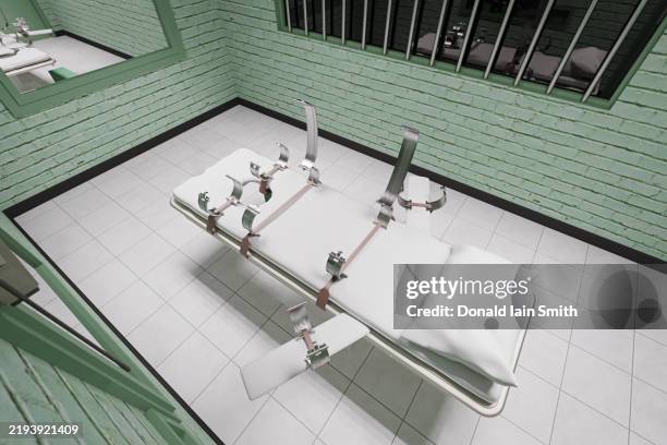 bed with restraints - restraining device stock pictures, royalty-free photos & images