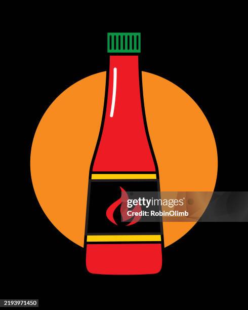 hot sauce bottle icon - hot sauce stock illustrations