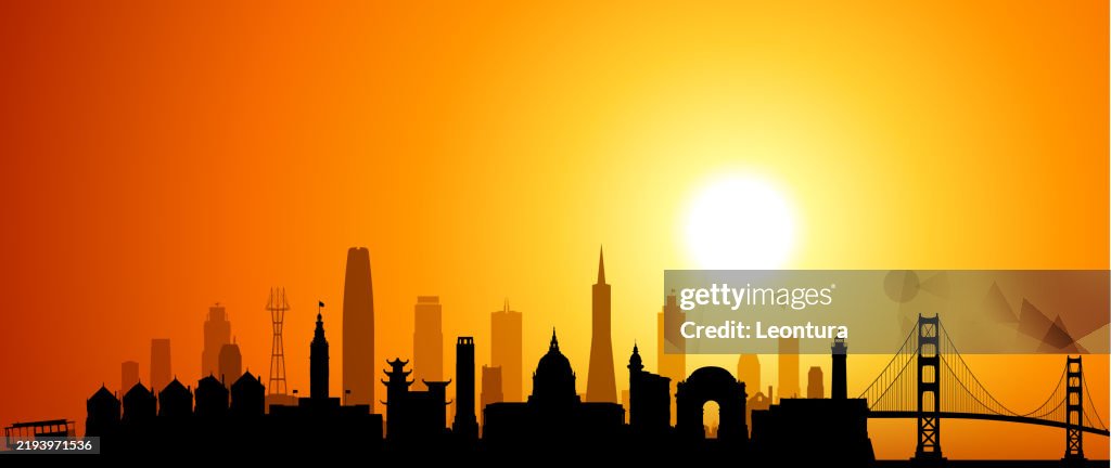 San Francisco Skyline Silhouette (All Buildings are Complete and Moveable)