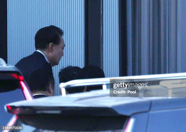 Impeached South Korean President Yoon Suk Yeol arrives at the Corruption Investigation Office for High-ranking Officials after a warrant was executed...