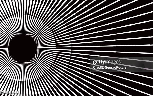ilustrações, clipart, desenhos animados e ícones de círculos concêntricos e feixes de luz fundo abstrato - perspectiva espacial