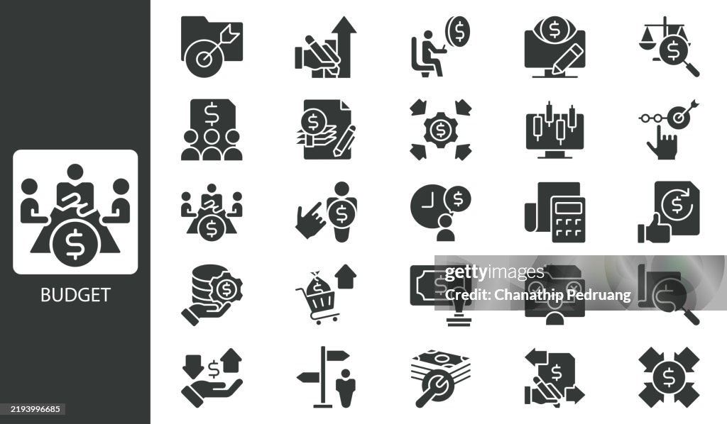 Budget Icon set. Solid icon collection. Vector illustration. stock illustration Icon Symbol, Accessibility, Business, Currency, Savings, Investment, Price stock illustration
Accountancy, Agreement, Analyzing, Balance, Banking