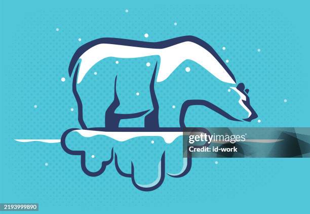 polar bear standing on ice floe - bear standing stock illustrations