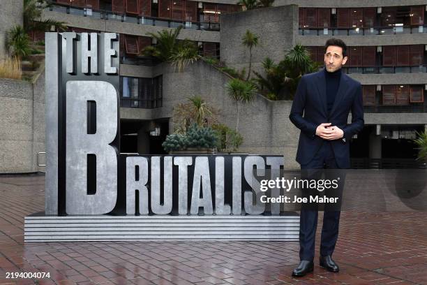 Adrien Brody attends "The Brutalist" photocall at The Barbican Centre on January 15, 2025 in London, England.