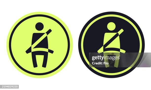 illustrazioni stock, clip art, cartoni animati e icone di tendenza di cintura di sicurezza cerchio icona simbolo elemento di design - cintura di sicurezza
