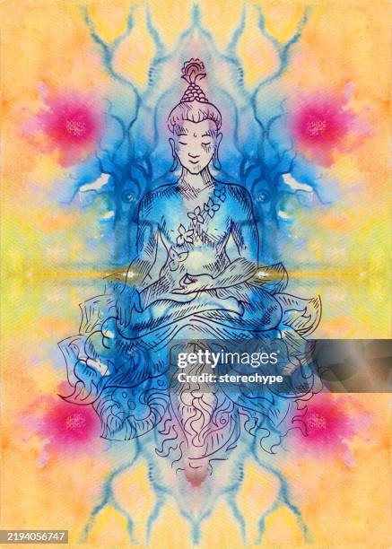 buddha home - kundalini yoga stock illustrations