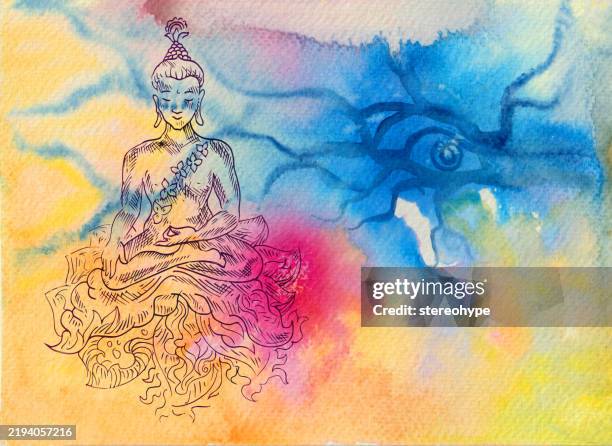 buddha realm - kundalini yoga stock illustrations