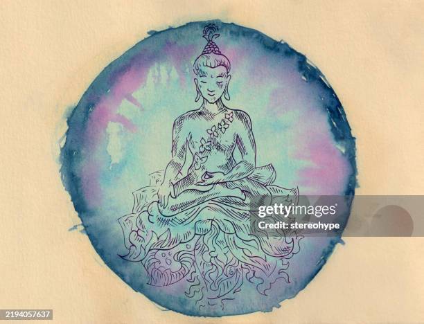 lunar buddha - desert storm stock illustrations