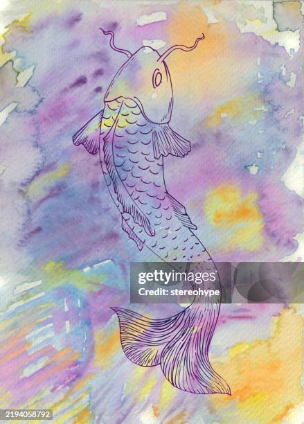 cool fish - couple swimming lake stock illustrations