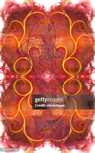 fish redness - couple swimming lake stock illustrations