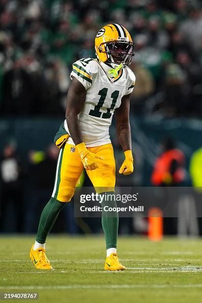 Jaydon Reed Jayden Reed of the Green Bay Packers lines up before the snap during ...