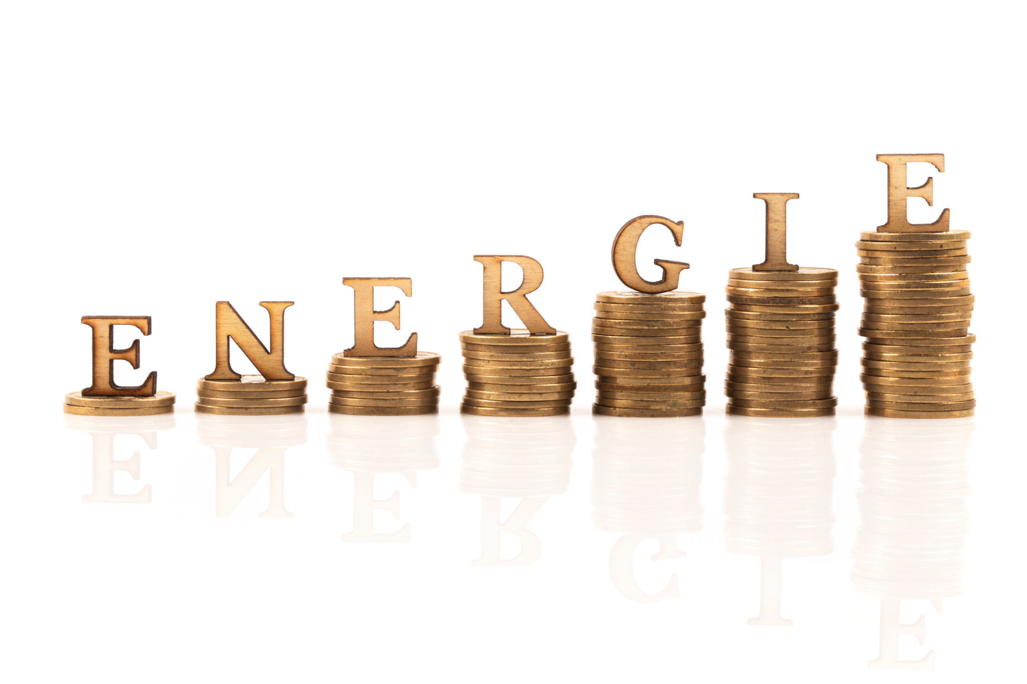 ENERGIE word on stack of coins ENERGIE word on stack of coins