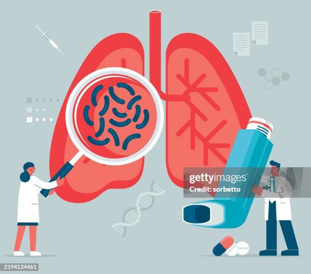 ilustraciones, imágenes clip art, dibujos animados e iconos de stock de pulmones humanos afectados por la enfermedad - enfermedad-pulmonar-obstructiva-crónica