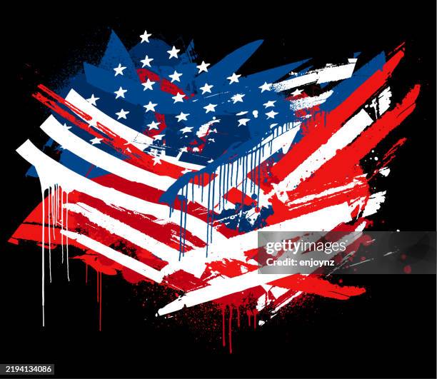 distressed usa abstract grunge flag - demolition background stock illustrations