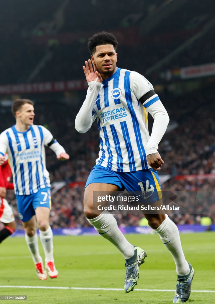Rhutter Georginio Rutter of Brighton and Hove Albion celebrates 3rd goal ...