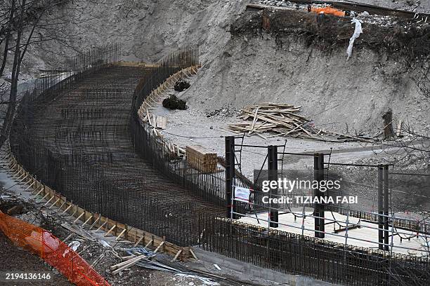 Picture shows the construction site of the Slinding Center for bobsleigh, skeleton and luge, in Cortina d'Ampezzo, one of the host cities of the...