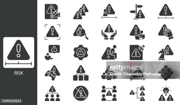 risk management process icon set. solid icon collection. vector illustration. stock illustration icon symbol, accessibility, business, risk evaluation, risk governance, agreement stock illustrationabstract, agreement, art, banking, business - safety supervisor stock illustrations