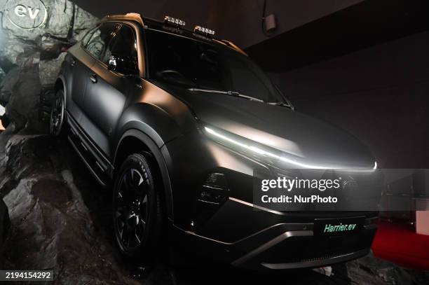 Tata Motors Harrier.ev Electric Vehicle is showcased at the Bharat Mobility Global Expo in New Delhi, India, on January 18, 2025.