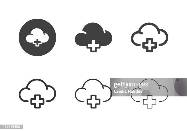 healthy cloud computing icons - multi series - digital transformation cloud stock illustrations
