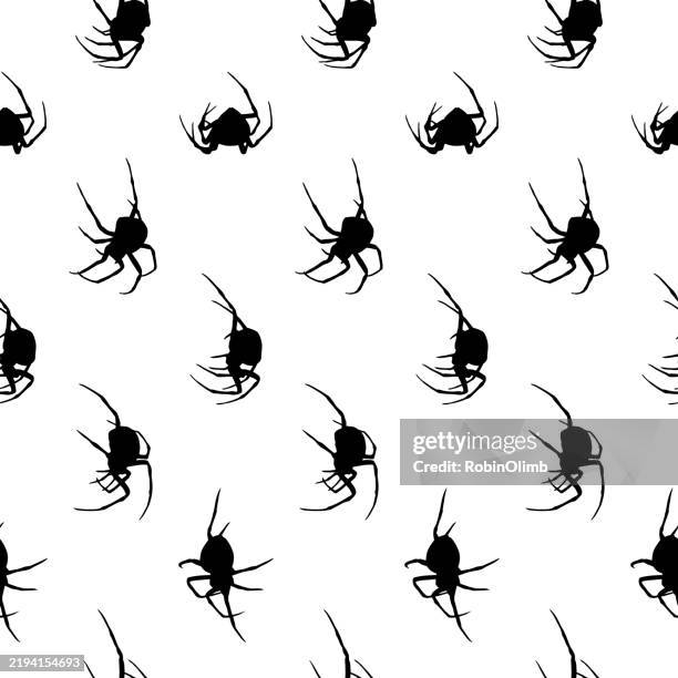 black spiders seamless pattern - spider web background stock illustrations