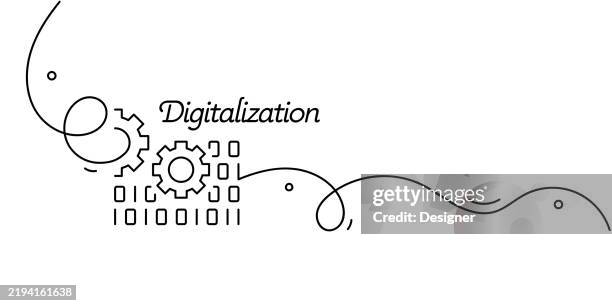 one continuous line drawing of digitalization icon. single line vector illustration - digitization stock illustrations