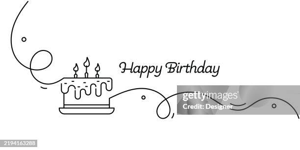 stockillustraties, clipart, cartoons en iconen met one continuous line drawing of happy birthday icon. single line vector illustration - verjaardagskaart