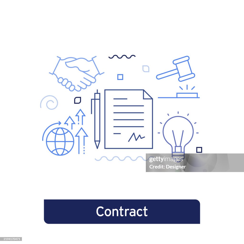 Contract Concept Vector Illustration Editable Stroke Vector Design High ...