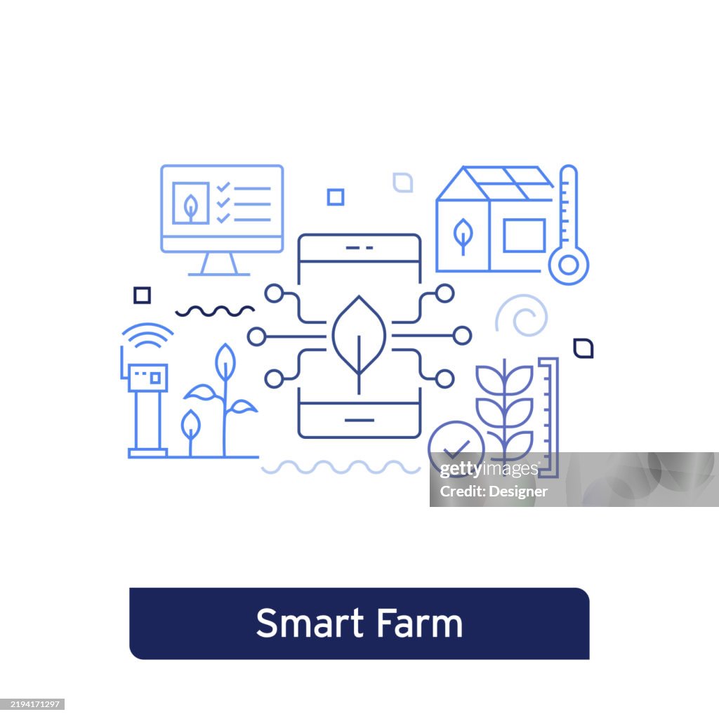 Smart Farm Concept Vector Illustration. Editable Stroke Vector Design.