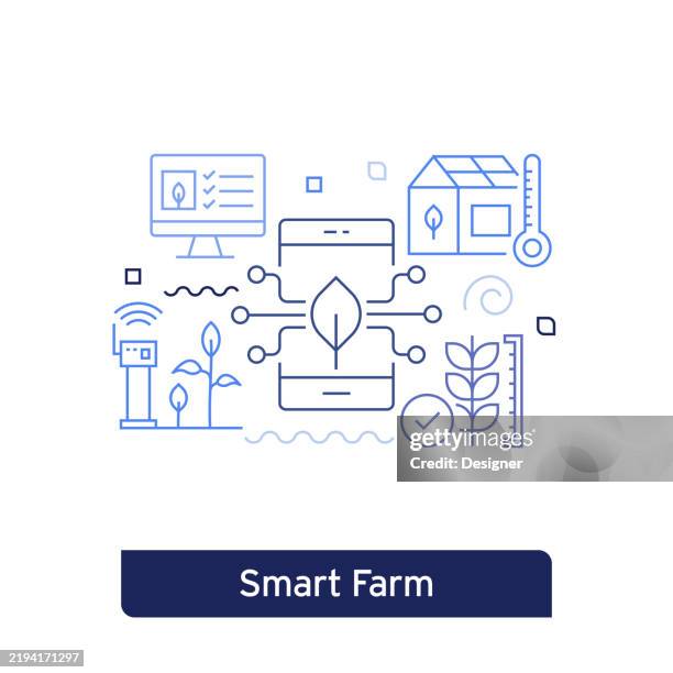 smart farm concept vector illustration. editable stroke vector design. - control stock illustrations