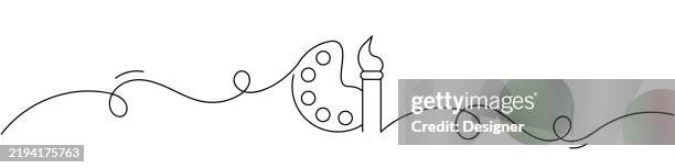 one continuous line drawing of art class icon. single line vector illustration - paint easel stock illustrations