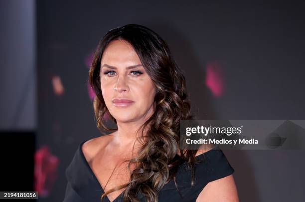 Karla Sofía Gascón poses for photo during a Press Conferece of 'Emilia Pérez' film at Cinepolis Plaza Carso on January 15, 2025 in Mexico City,...