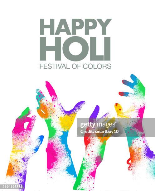 holi celebration poster - powder paint stock illustrations