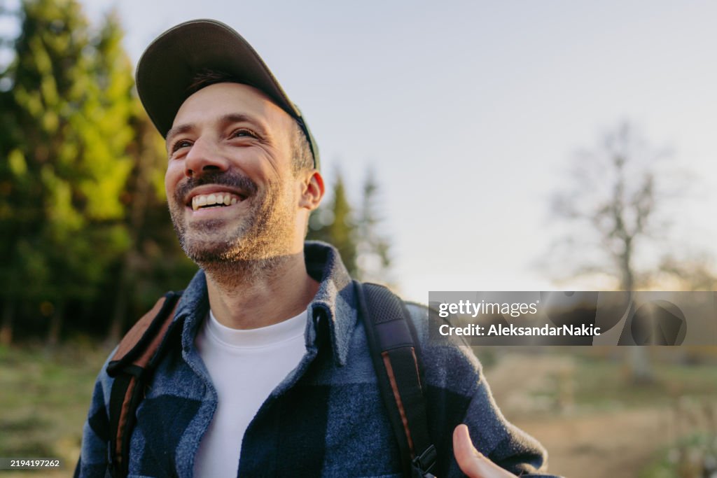 Portrait of a mid adult male hiker