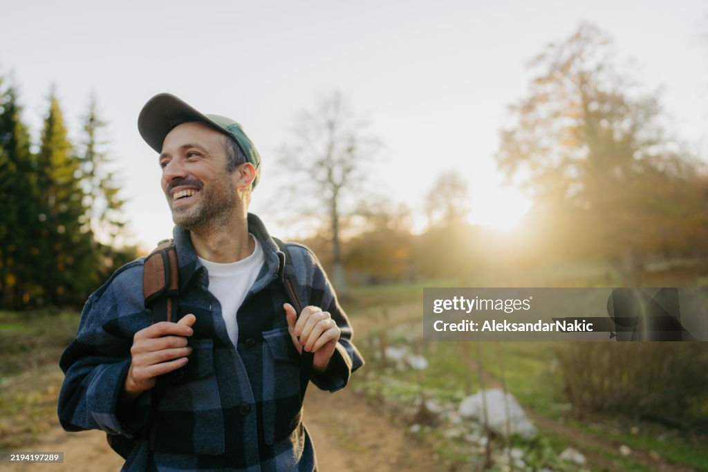 Portrait of a mid adult male hiker