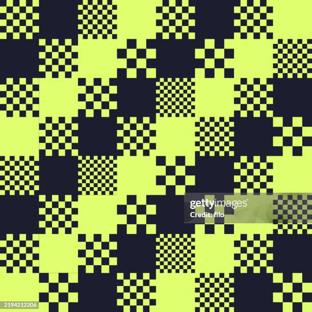seamless texture pattern mosaic pixel layered dark background - brutalism stock illustrations