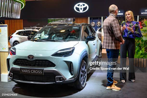 Toyota Yaris Cross compact crossover suv on display at the AutoSalon on January 10, 2025 in Brussels, Belgium.